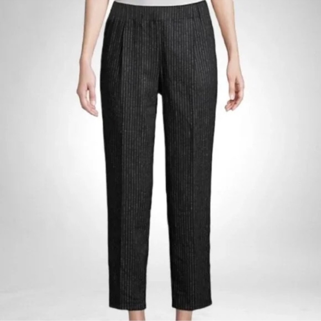 Eileen Fisher Tapered Crop Recycled Wool Pants Broken Stripe